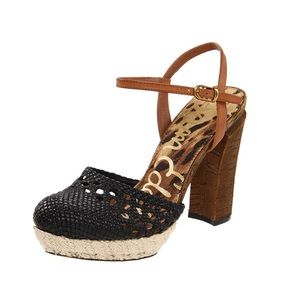 Sam Edelman Black and Tan Platform Sandals